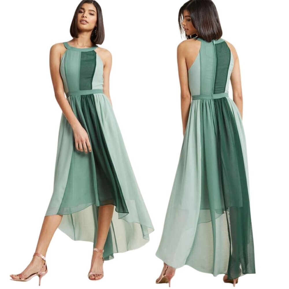 ModCloth Dress XS Wicked Elphaba Hi Low Maxi Flowy Whimsical Fairycore Ren Faire